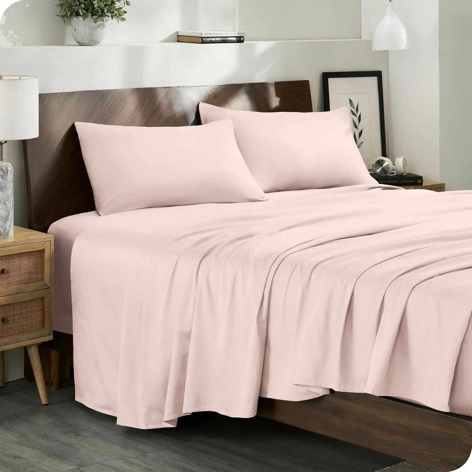 

100% Organic Cotton Twin Sheet Set - Smooth Sateen Weave - Breathable & Cooling - Hotel Luxury Set - Deep Pocket Bed Sheets