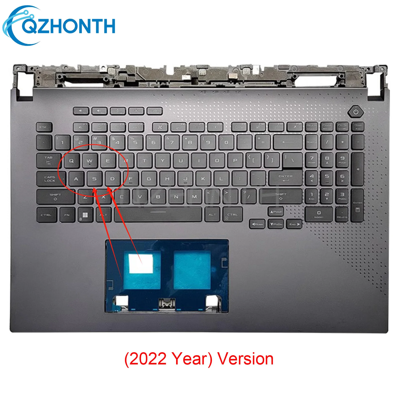 Used Palmrest with Backlit Keyboard For ASUS ROG Strix G17 G713 G713QY (2022) Gray 17.3