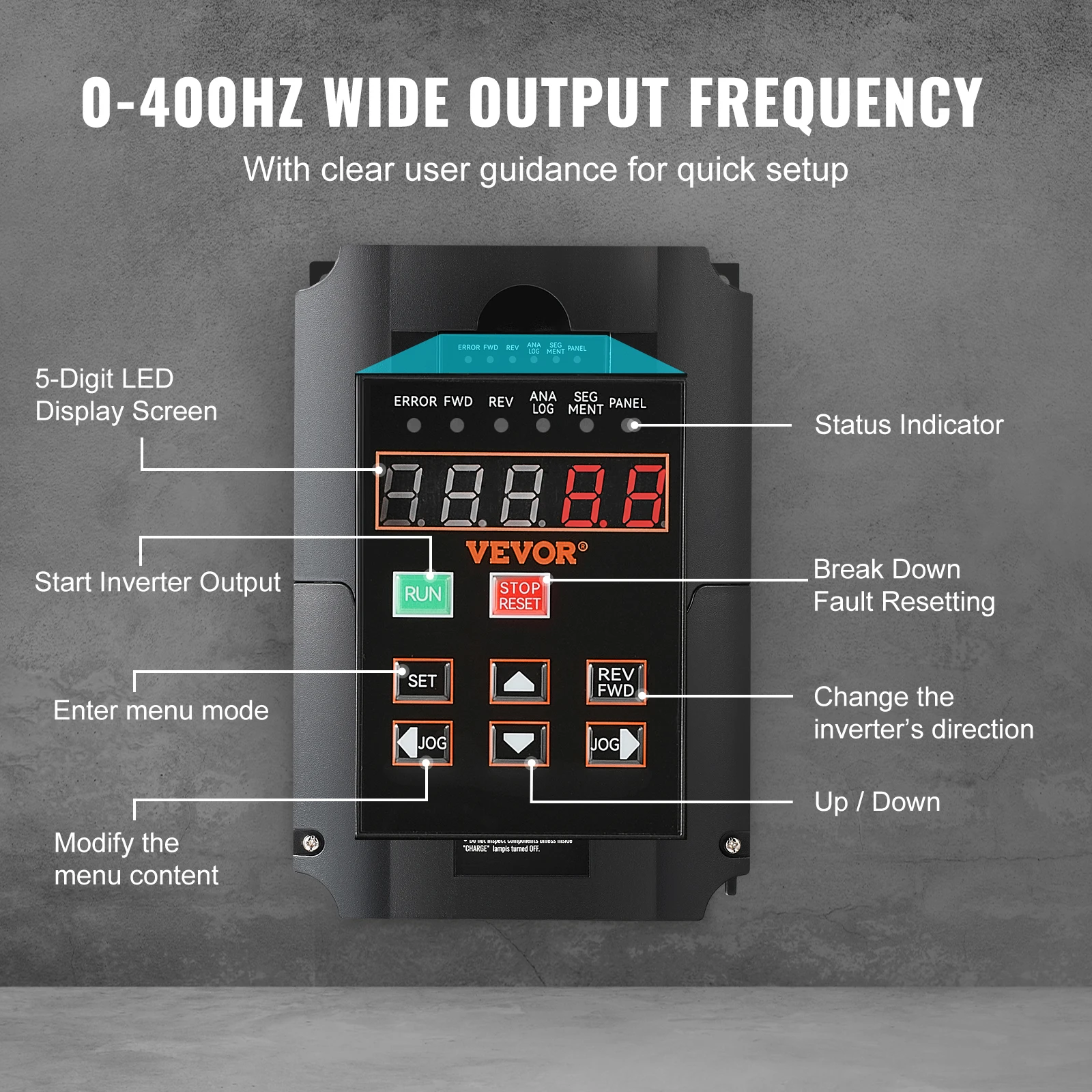 VEVOR 0.75/7.5KW VFD Frequency Inverter 10HP 220V Output Variable Frequency Drive for Spindle Motor CNC Converter Speed Control