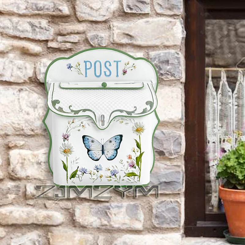 

Wall Mounted Post Box, Vintage Mailboxes, Metal Farmhouse Letter Box, Outdoor Vintage Outside Garden Decoration
