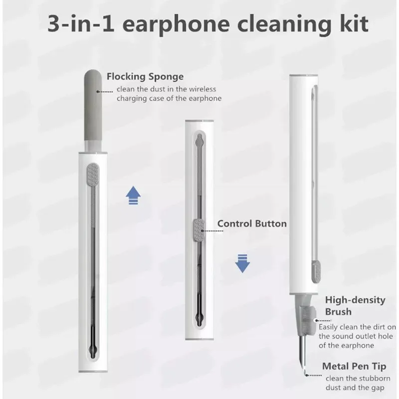 Alat Pembersih Earphone Desain 3-In-1 Baru Datang untuk Airpods 1/2/3 Casing Earbud Keyboard Pena Pembersih Headphone Sikat Pena Pembersih