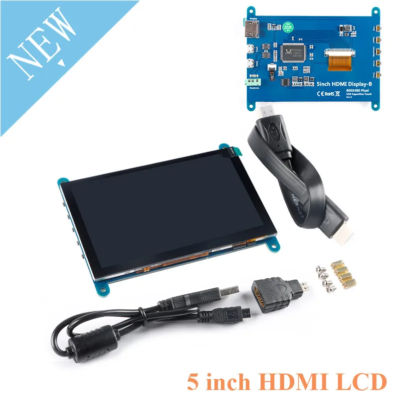 

5 inch Portable Monitor HDMI 800x480 5" Capacitive Touch Screen LCD Display Module for Raspberry Pi 4 3B+/ PC/Banana Pi