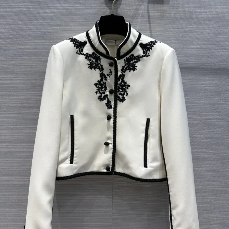 

Women's Clothing High quality contrast color yarn dyed trim 3D cut jacket Autumn Winter New NO.9