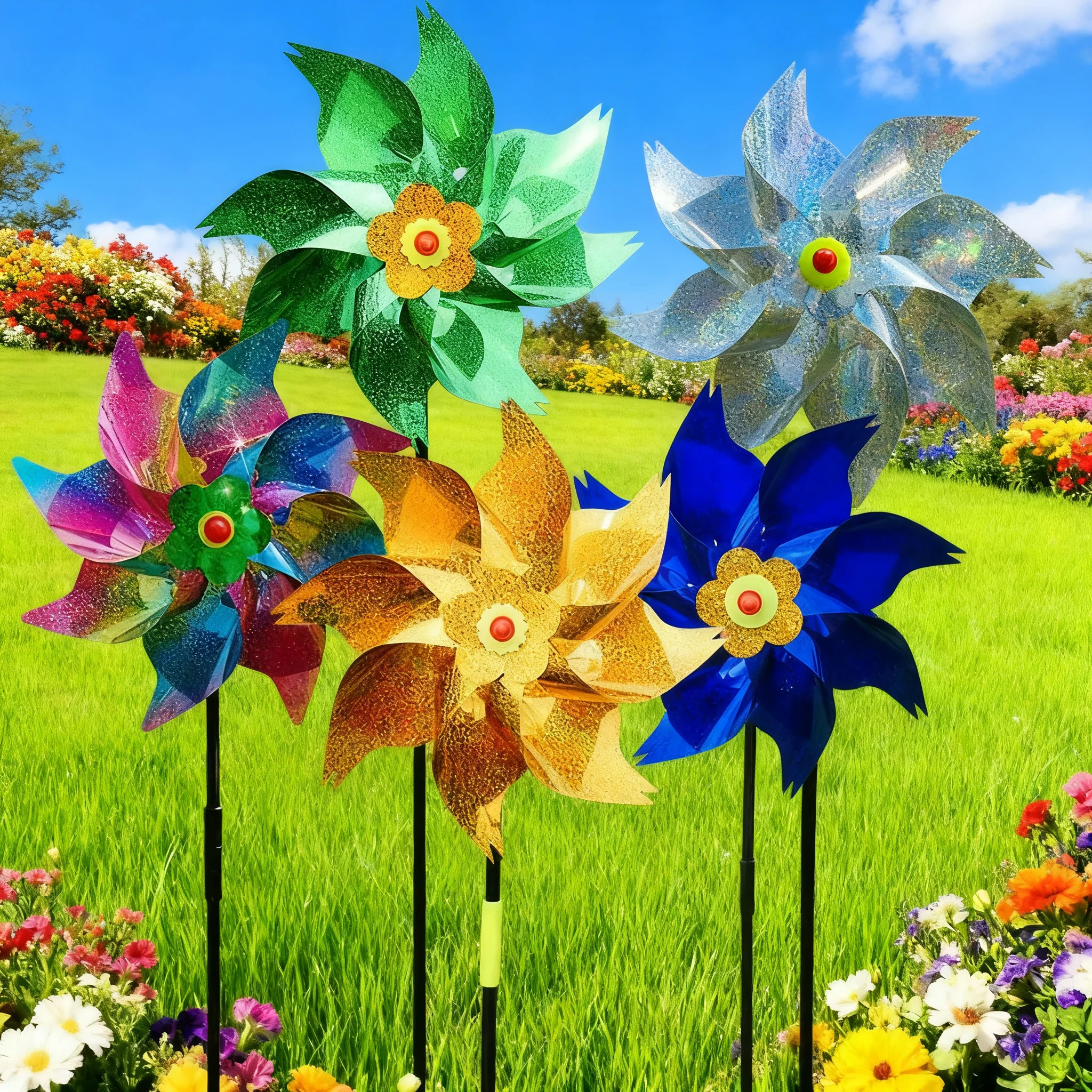 1Pcs Bird Repeller Windmill Reflective Sparkly Bird Deterrent Pinwheels Bird Scarer Animal Repeller Outdoor Garden Decoration