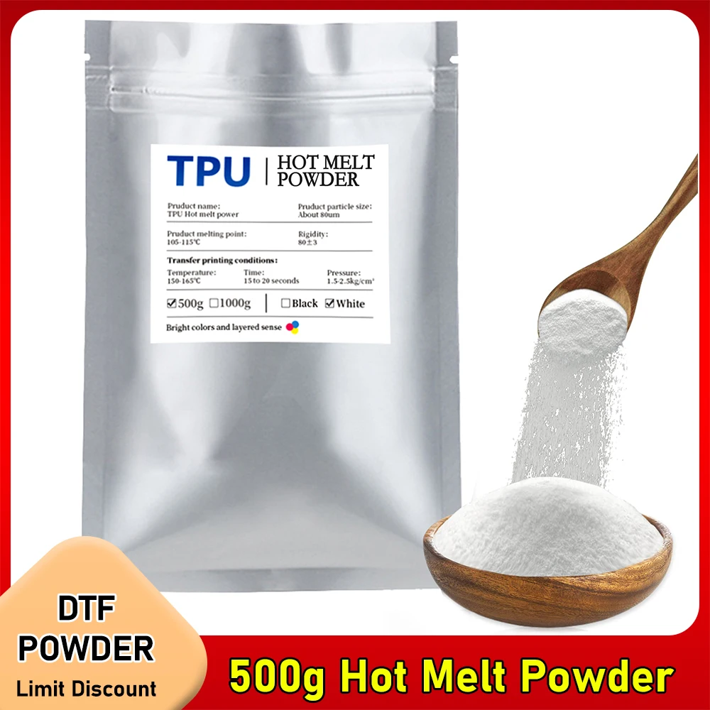 

500g DTF Powder For Direct Transfer PET Film T-Shirt Printing Machine For DTF Printer Clothes DTF Ink Printing And Transfer