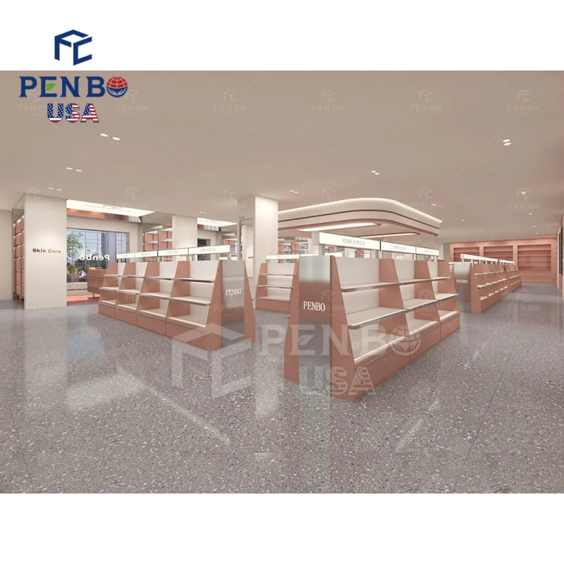 Custom.Luxury متجر مستحضرات التجميل عرض الأثاث تخصيص أدى الإضاءة جدار يعرض الزجاج عرض متجر المجوهرات ومستحضرات التجميل #5