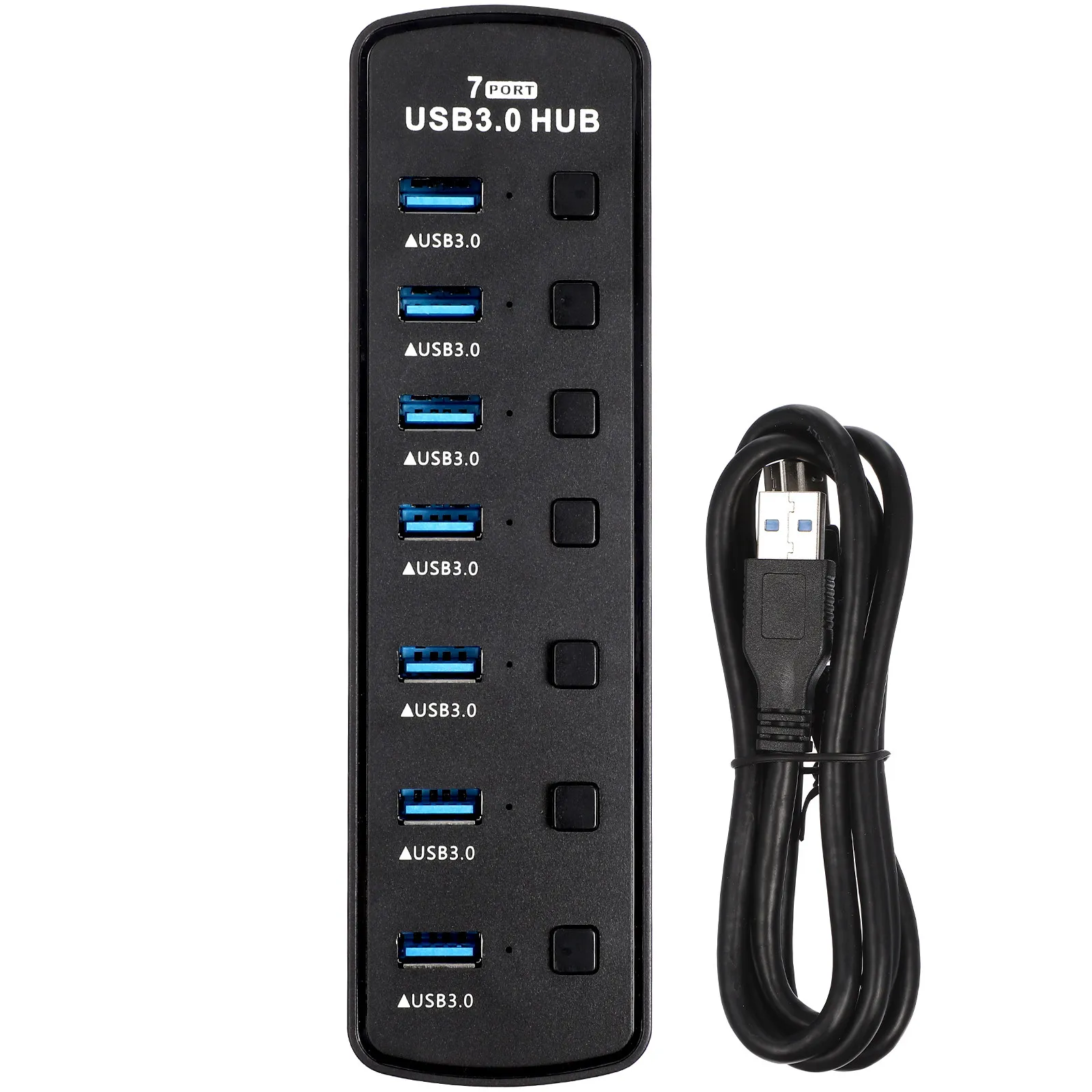 7-Port USB 3.0 Hub High-Speed Data Transfer USB Hub for Laptop with Power Supply Port Independent LED Indicators Plug