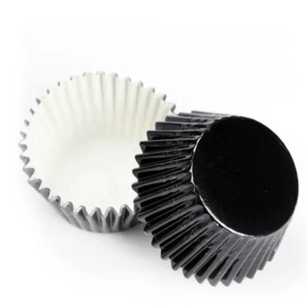 100pcs Aluminum Thickened Foil Cups Cupcake Liners Mini Cake Muffin Molds Baking Molds (Black) cupcake mold