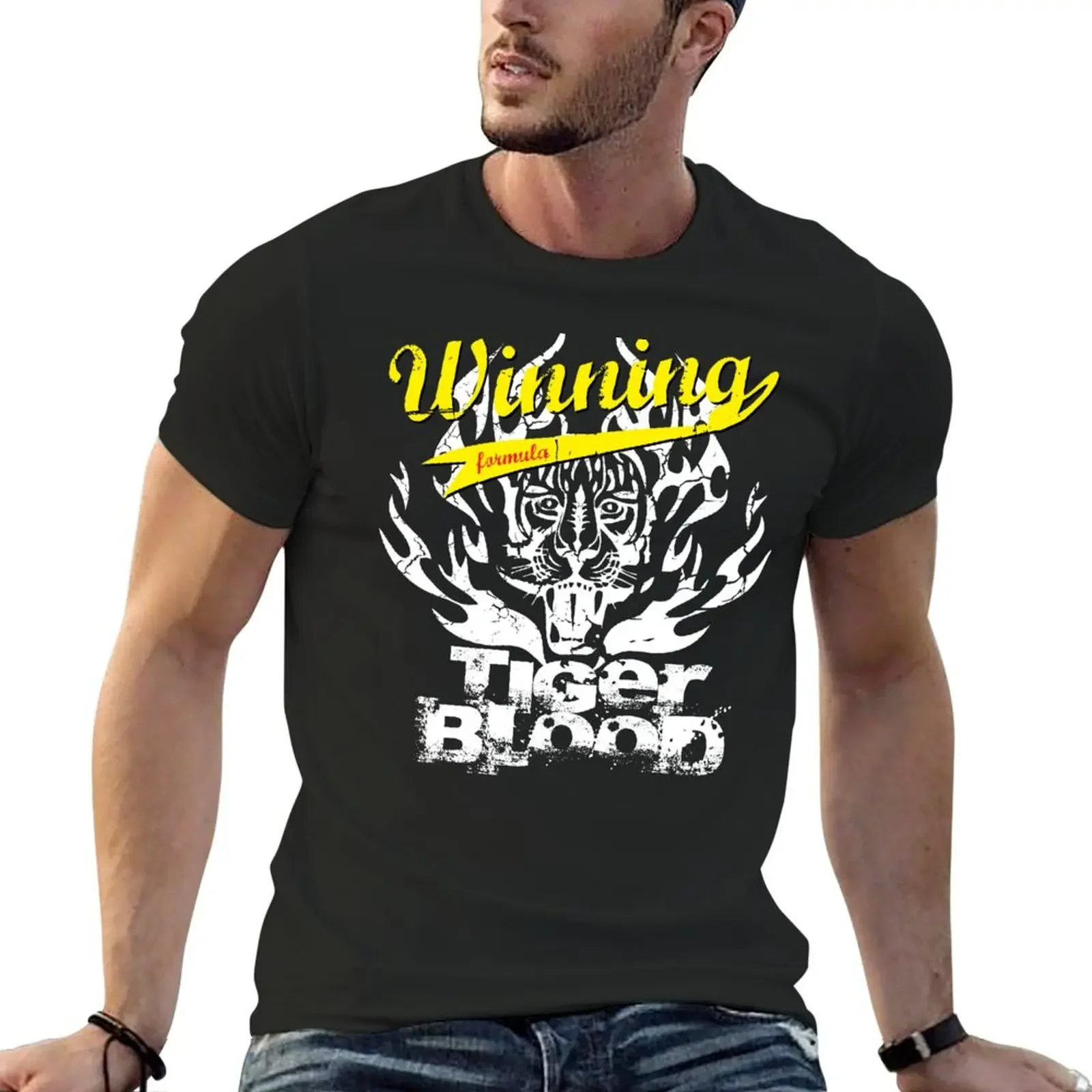 

Winning Formula - Tiger Blood - Yellow Winning T-shirt hippie clothes blacks Aesthetic clothing mens cotton t shirts