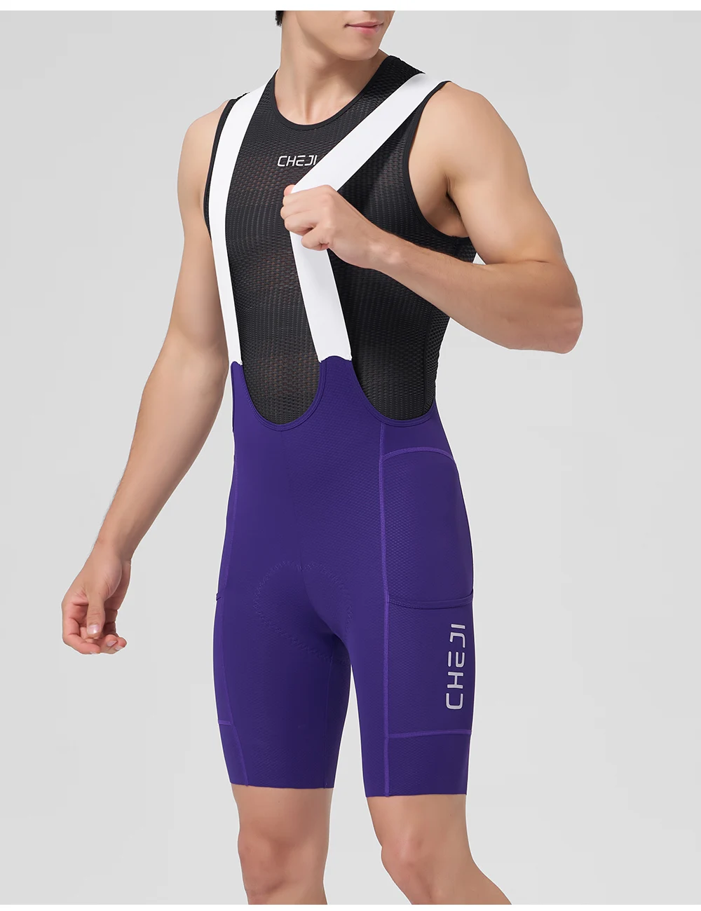 Cheji Herren-Radlerhose mit Trägern – Detail 16