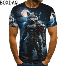 3D Funny Wolf Pattern Printed T-Shirt Big Size 6XL Men Casual Tops Summer Short Sleeve O-Neck Street Personality Tees