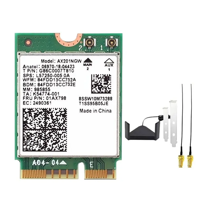 

Wi-Fi-адаптер AX201NGW Wi-Fi 6 с магнитной вращающейся антенной, 2974 Мбит/с, двухдиапазонный (2,4 ГГц/5 ГГц), Bluetooth 5.2