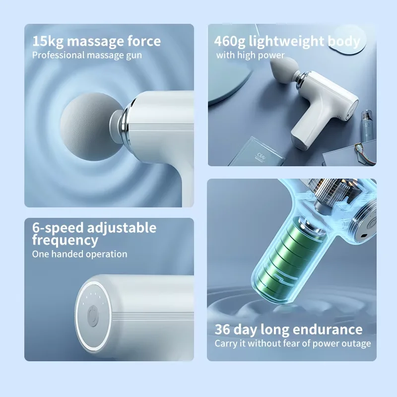 Pistola de Fascia eléctrica de seis velocidades, masajeador de relajación de vibración muscular, portátil, inalámbrico, recargable, pequeño, profesional