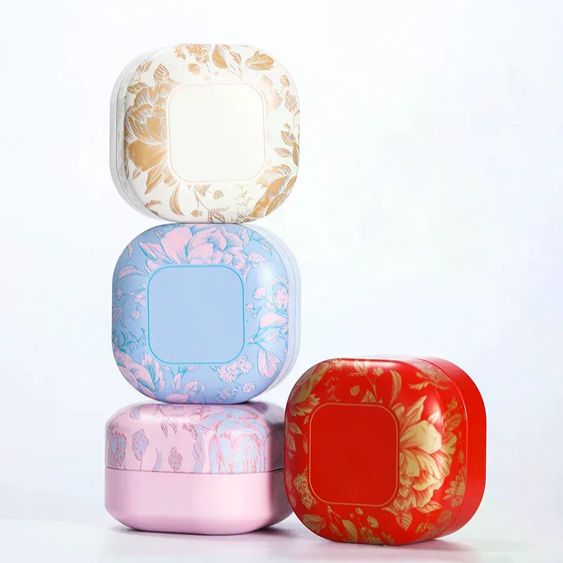 Boîte à thé scellée, conteneur de rangement de cuisine, pot carré en étain, boîte à bonbons, boîte à thé à fleurs Vintage, boîtes universelles en fer blanc