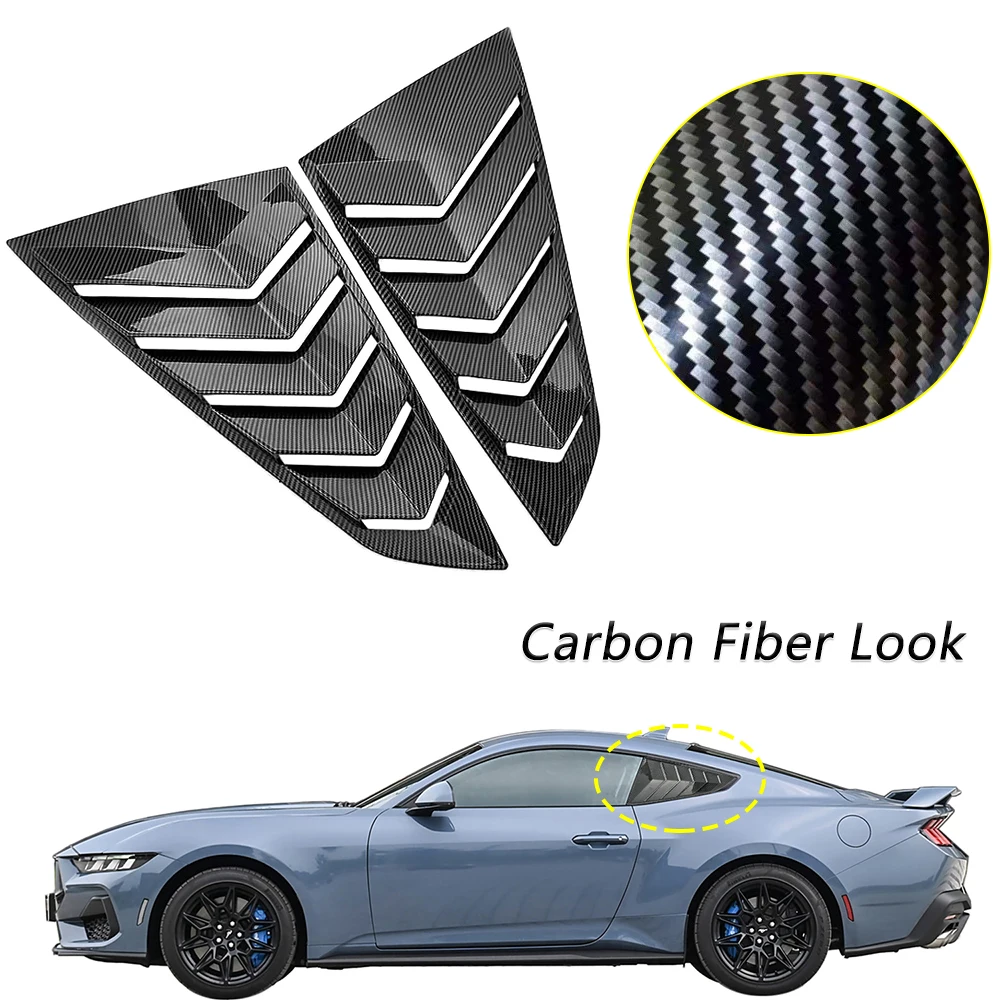 Side Window Blind Vent Louver Decoration Cover Trim for Ford Mustang 2024 Quarter Window Trim Car Exterior Accessories ABS Black