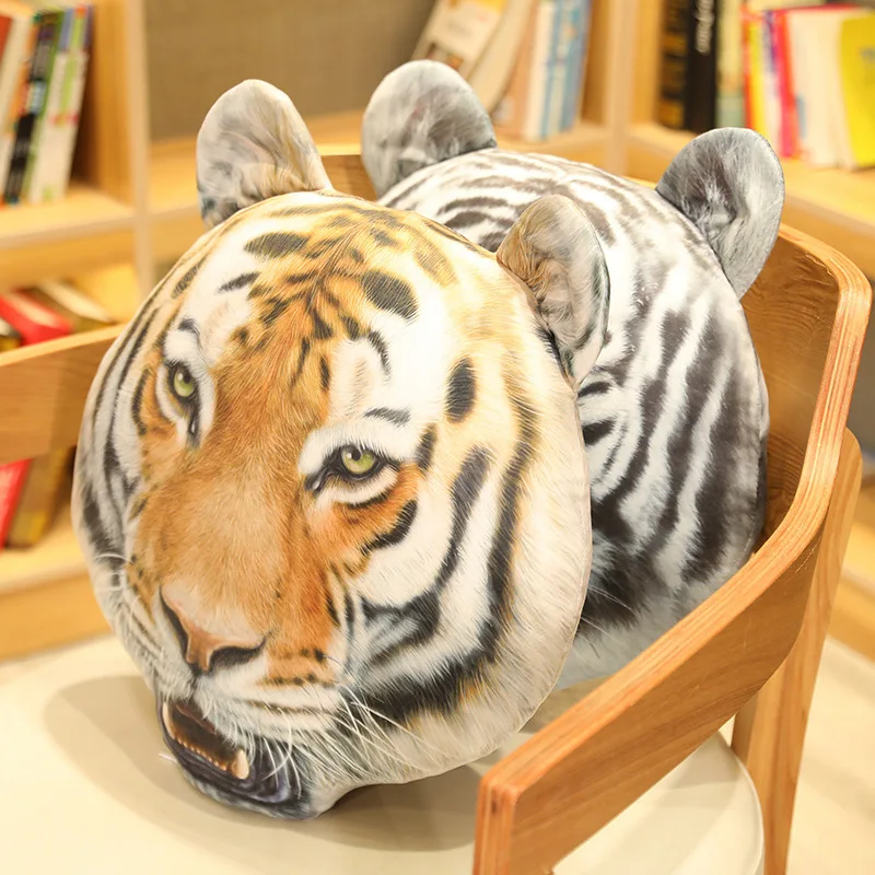 Artificial Tiger Head Plush Toys Imitation Office Sofa Back Chair Stuffed Cushion Emulational Funny Sleeping Plush Pillow