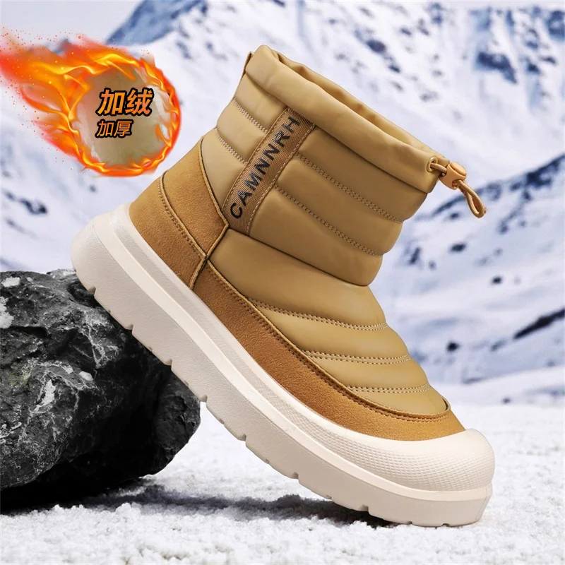 

Men's Winter Boots Warm Waterproof Non-Slip Plush Sneakers Shoes - Winter Slippers Male Tenis Boots