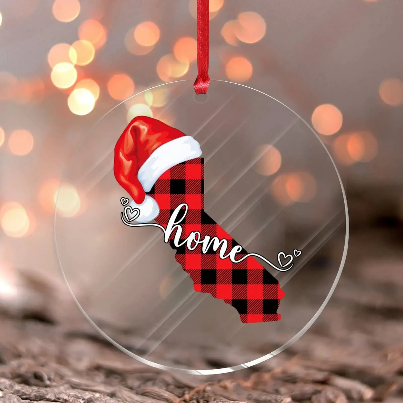 Indiana Christmas Hanging Ornaments State Shaped Map Xmas Tree Decoration Round Acrylic Ornament Pendant for Friends Families