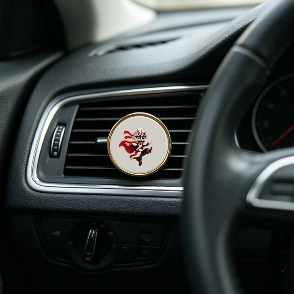 High-End Car Air Freshener Cute Face Changing Opera Mask AC Vent Clip Elegant Car Interior Ornament Persistent Scent