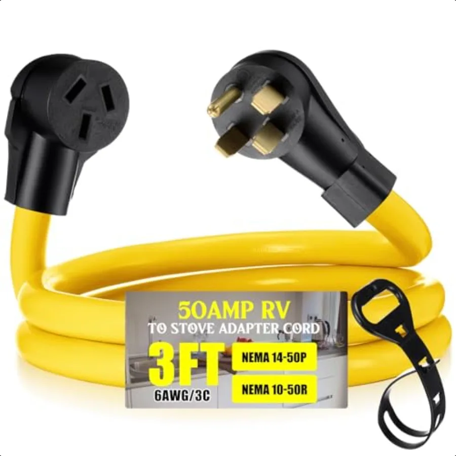 

3 фута 50 А NEMA 1450P–1050R Переходной шнур для плиты 4-контактный генератор RV «папа» на 3-контактный адаптер для плиты и духовки «мама» Genera