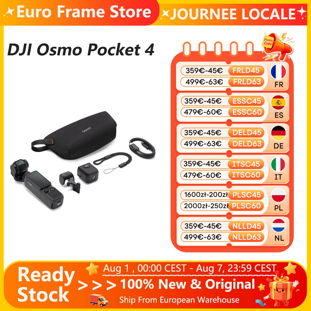 Nouveau DJI Osmo Pocket 4 2026 – Caméra stabilisée de poche CMOS 1″ avec plage dynamique de 14 f-stops, D-Log 10 bits et nouvelle fonction ActiveTrack Pocket 4