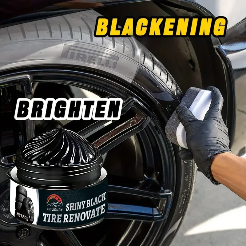 Cera brillante para neumáticos, protección UV y revestimiento impermeable, restaura el negro profundo, previene grietas y protección, protección brillante para neumáticos