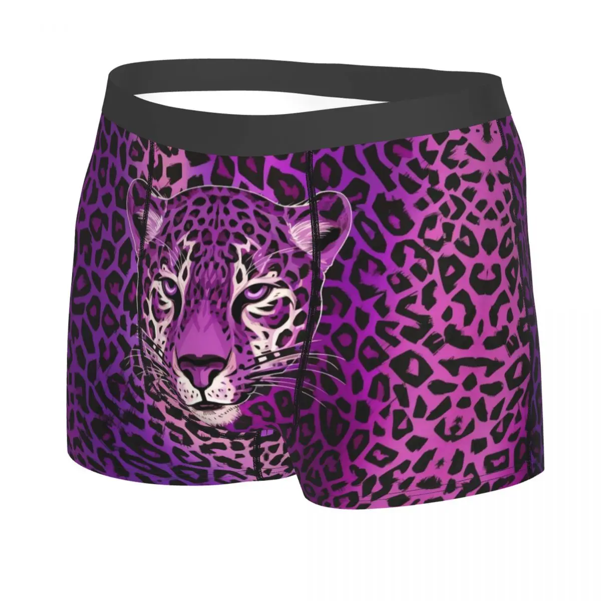 Custom Cute Purple Leopard Print Underwear Men Print Animal Skin Cheetah Boxer Briefs Shorts Panties Breathable Underpants