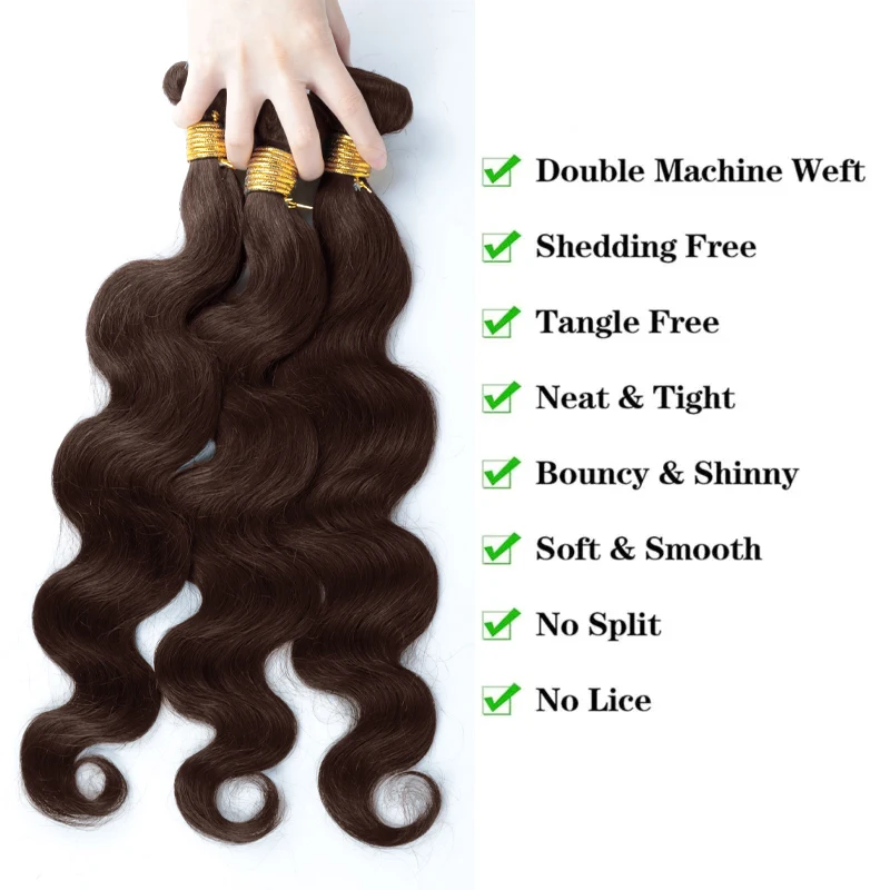 Brown Bundles Body Wave Chocolate Brown Bundles Brazilian Remy Hair Bundles Weave Extension For Black Women Color #4 1/3 Bundles