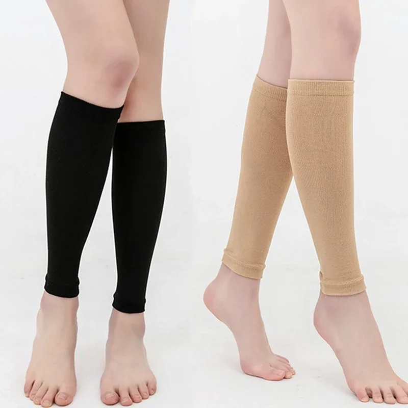 1Pair Sports Calf Support Sleeves Leg Footless Compression Socks for Splints Varicose Veins Lymphedema Running Cycling