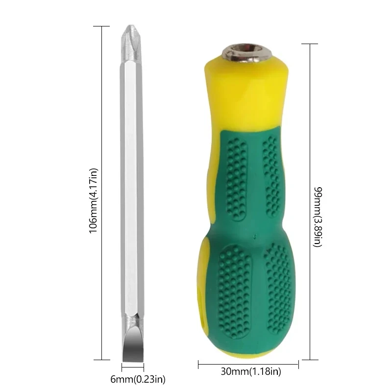 Tournevis Phillips PH2 à fente cruciforme, manche de massage, tournevis à double tête Torx, 6mm, 1 pièce