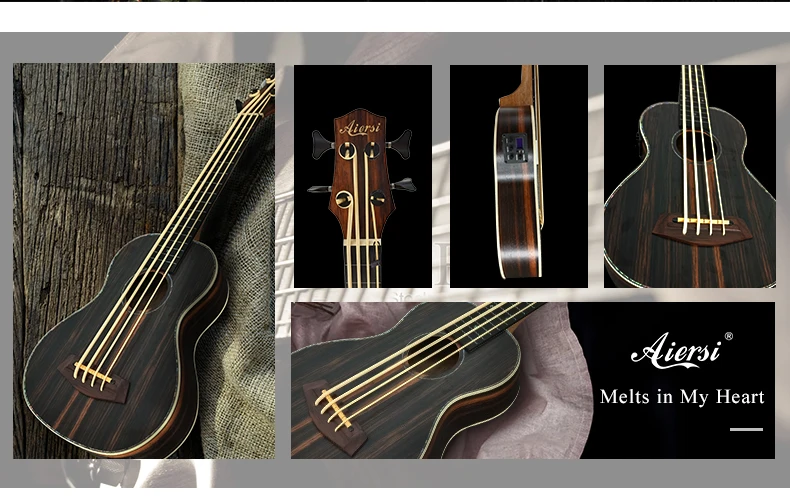 المصنع الصيني Aiersi العلامة التجارية سعر الجملة جافا الأبنوس 30 بوصة الكهربائية باس القيثارة الغيتار الصوتية مع حقيبة جيتار نوعية جيدة
