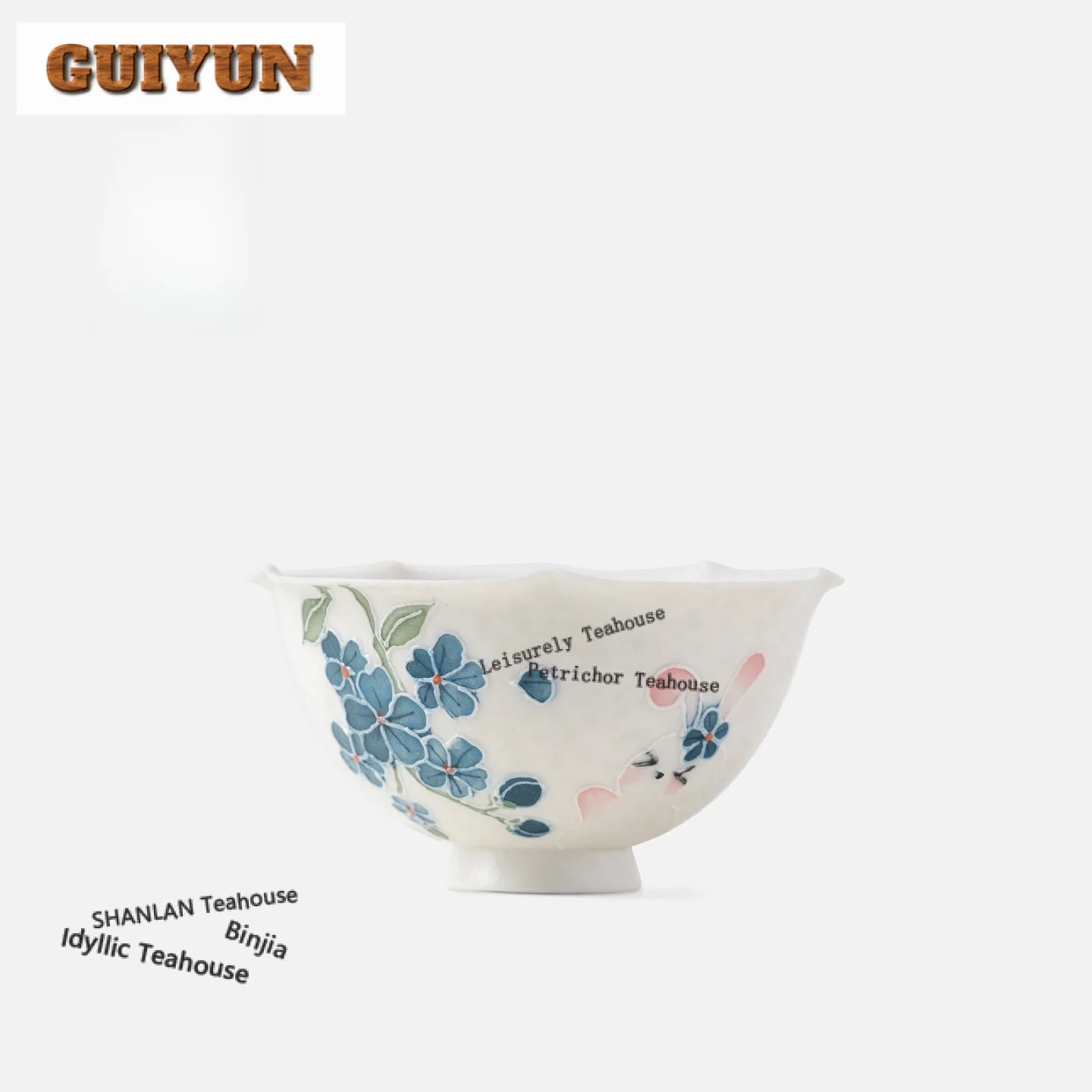 90ml Hand-painted Windmill Flower Rabbit Teacup Retro Tea Bowl Mug Tea-tasting Fragrance Cup Chazhan Master Cups Tea Services