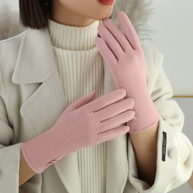 Winter Fashion Women Warm Versatile Touch Screen Elegant Simple Cashmere Gloves High Quality Elastic Thickened Soft