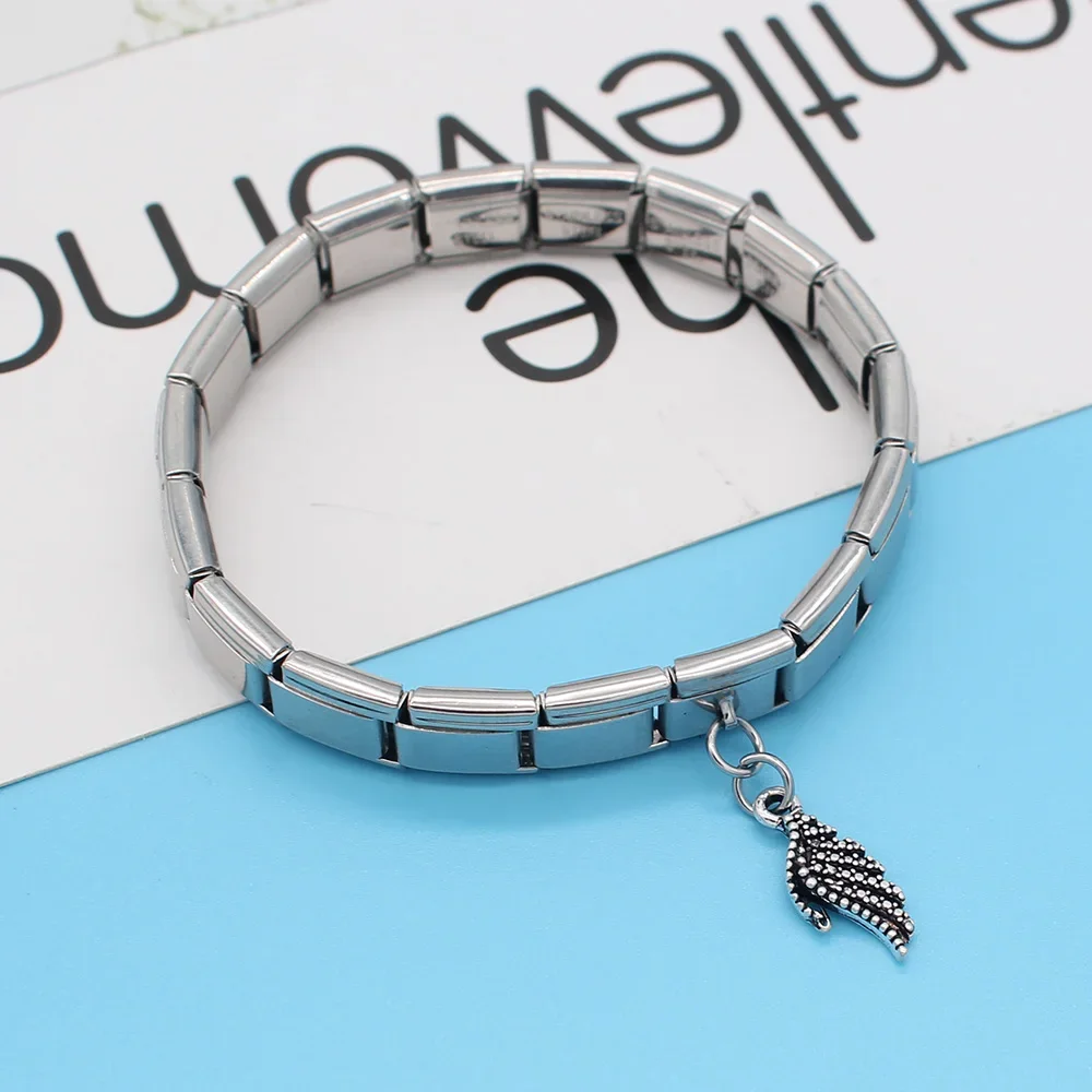 Hapiship Top New 9mm Width Original Daisy Angle Wing Italian Charm Fit 9mm Bracelet Stainless Steel Jewelry Making DJ020