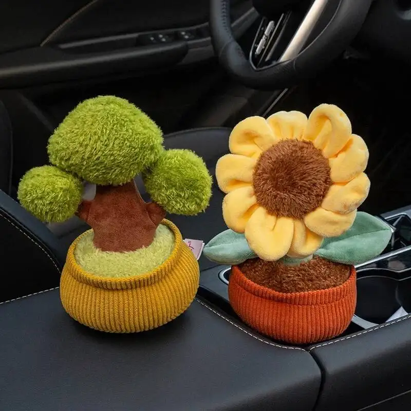 Realistic Pianta in vaso Giocattoli di peluche Farcito Girasole Cachi Bambole di bambù Morbido Tavolo per la casa Decorazione dell'auto Fiori Regali piacevoli
