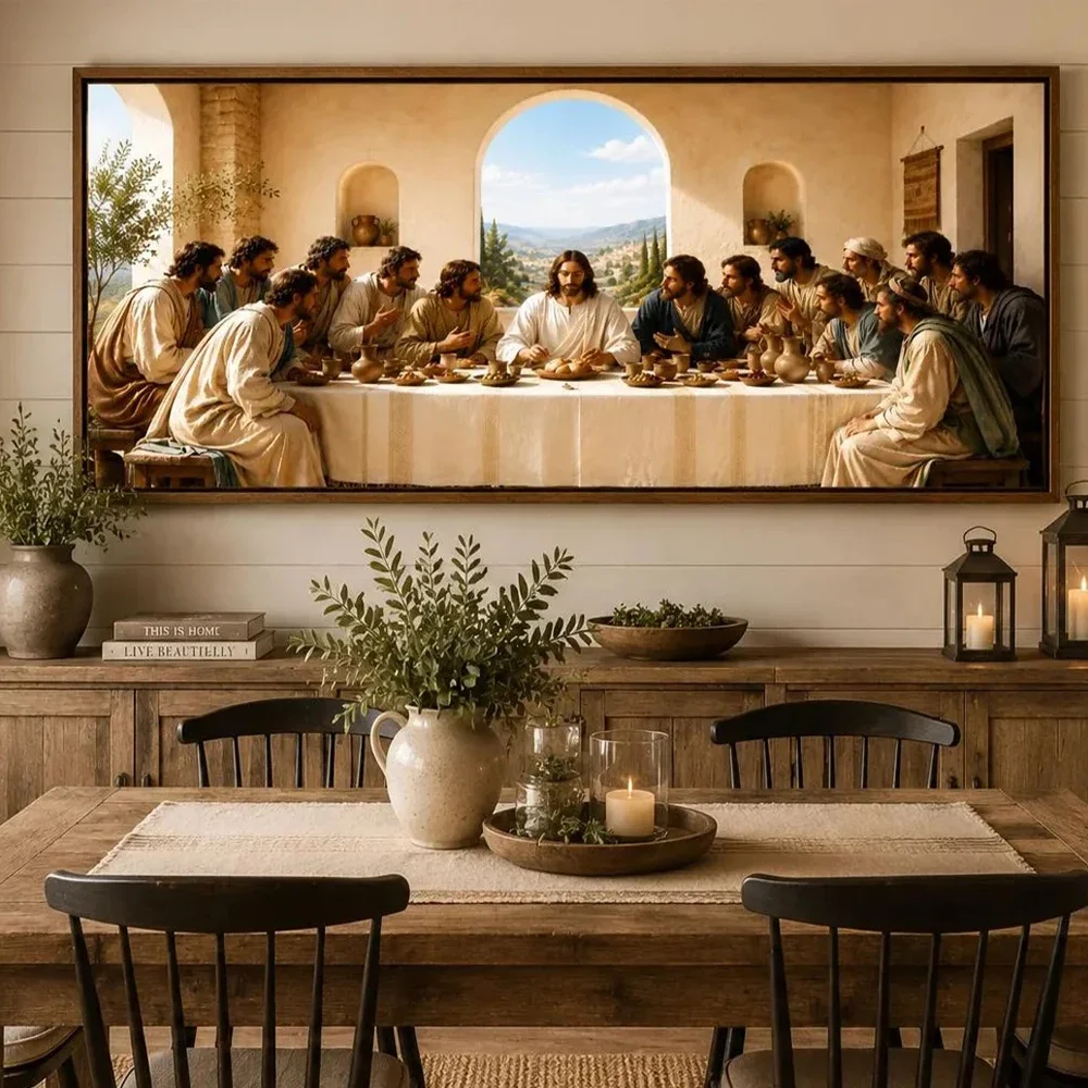 1pc frameless Canvas Painting Christian Religious The Last Supper Canvas Painting Jesus And Twelve Disciples Holy Communion Art