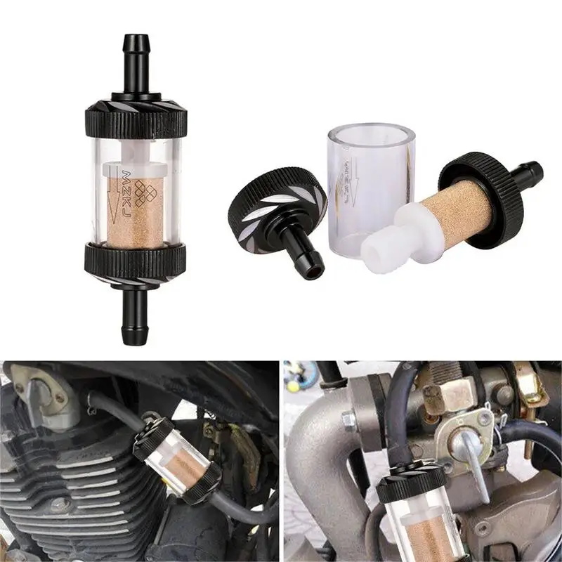 Motorcycle Modified Metal Oil Filter Motorbike Gasoline Filter Scooter Oil Filter Detachable Transparent Glass Filter Ele ment