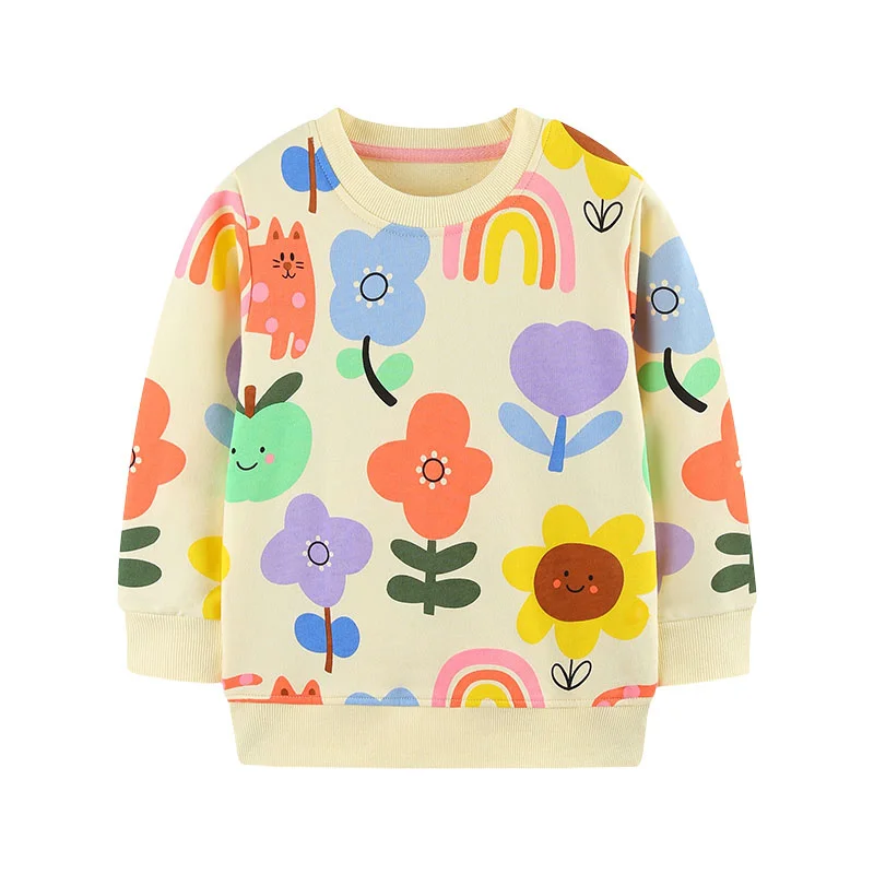 

Jumping Meters 2-7T Long Sleeve Girls Sweatshirts Floral Printed Autumn Winter Children's Clothes Cute Baby Tops