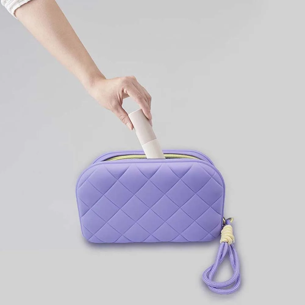 Bolsa de cosméticos de silicona de estilo coreano, bolso de mano para maquillaje, organizador de artículos de tocador, bolsa de maquillaje rectangular, bolsa de lavado de viaje