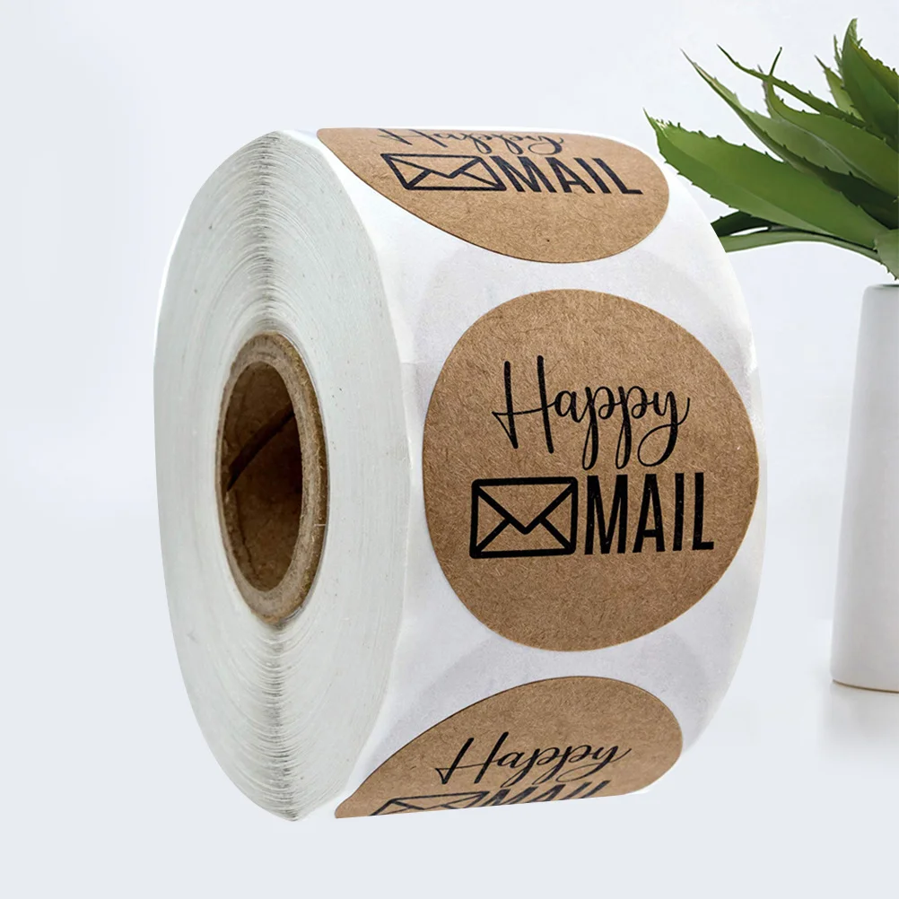 

500Pcs Kraft Paper Stickers Off Firm Stick Unique Alphabet Print for Food Packaging Baking Labels DIY Crafts Notebook