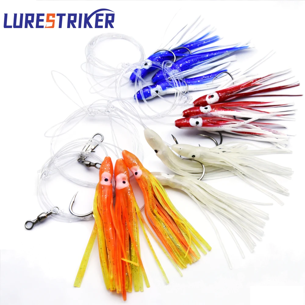 bottom fishing artificial lures 1bag a lot Artificial Squid octopus sabiki rigs bait, fishing snapper rigs,  Sea Grouper pink sailfish lure bottom bait