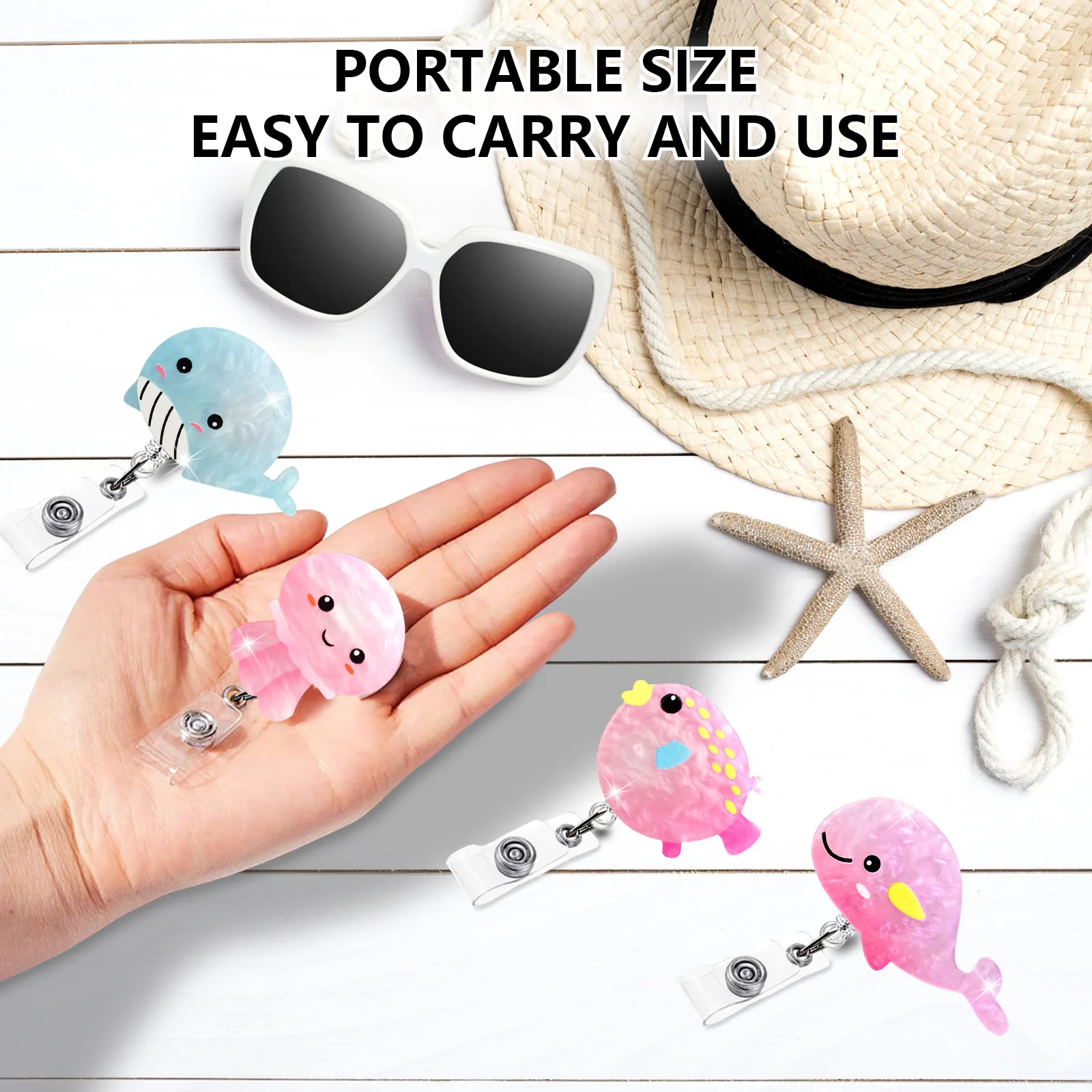 New Design 1 Piece Retractable Nurse Badge Reel Anime Jellyfish Dolphin Cute Student Doctor ID Card Holder Keychains Lanyard