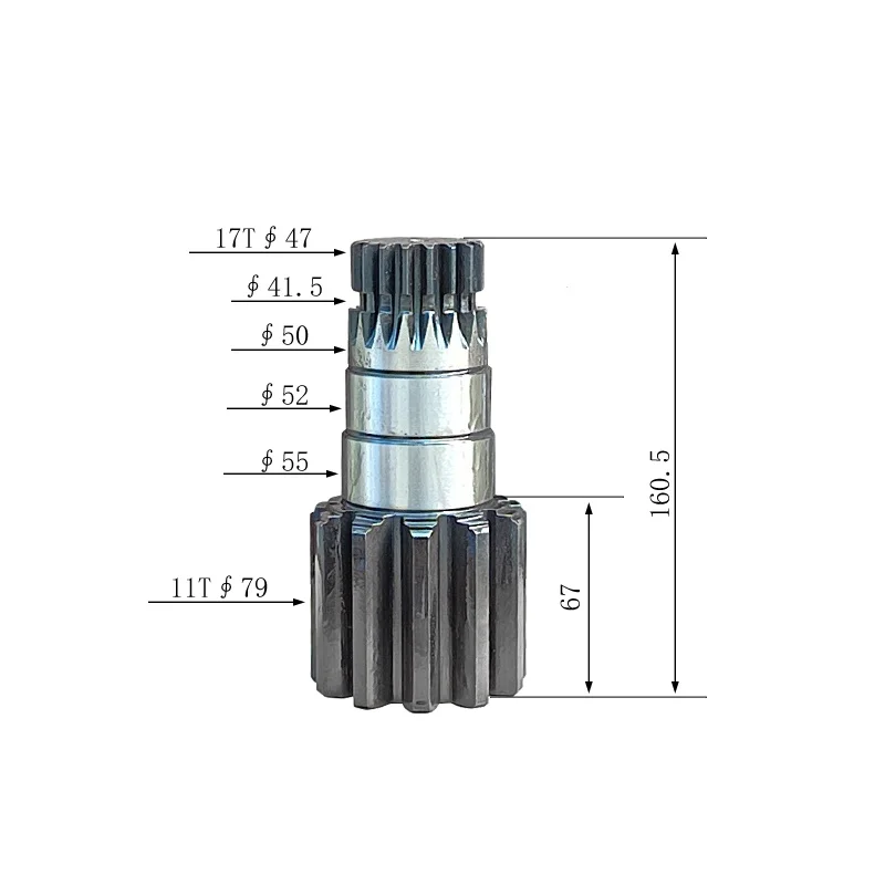 

Kobelco SK55C Case CX55B 58C Excavator Swing Motor Vertical Shaft Gear 11/17 Teeth Part for Heavy Equipment