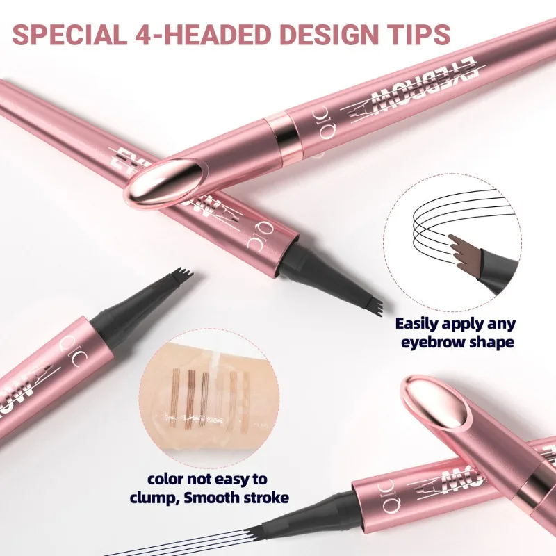 4 شوكة تلميح قلم الحواجب ثلاثية الأبعاد Microblading مقاوم للماء بني داكن غرامة السكتة الدماغية لمظهر واقعي لا تشوبه شائبة مقاومة للتلطخ 1 قطعة