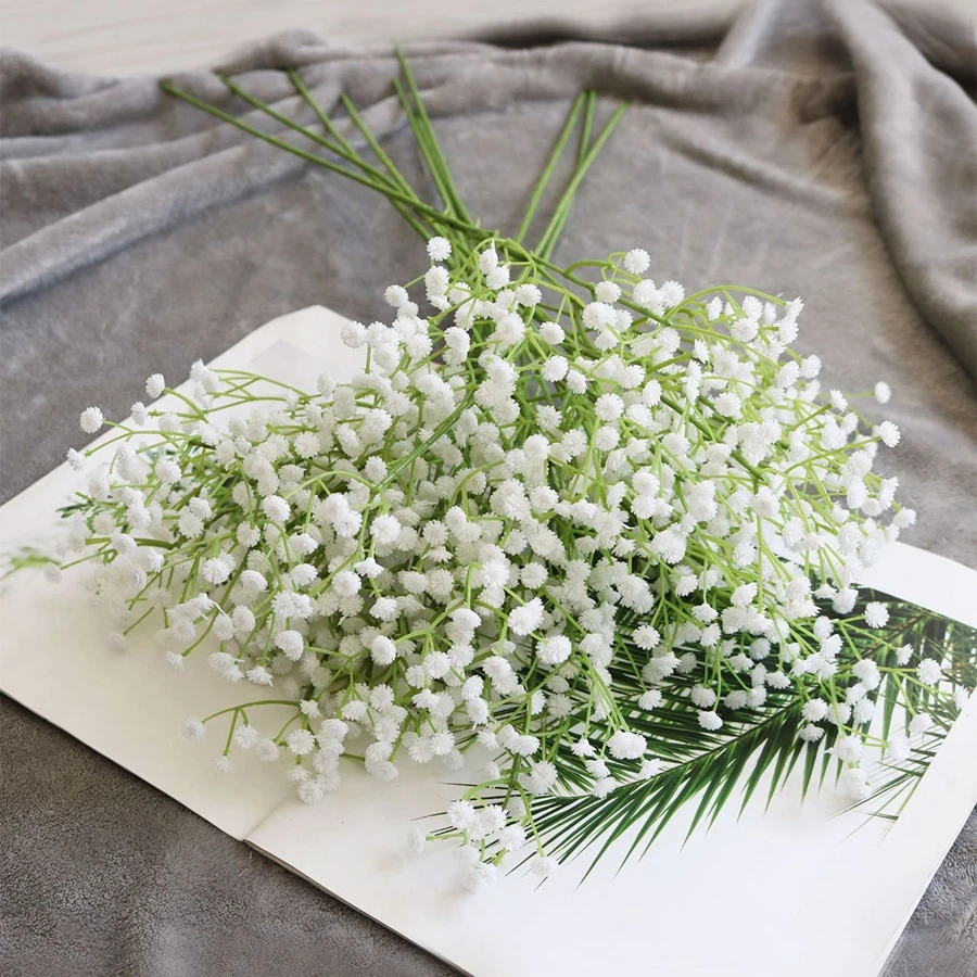 6/12PC 인공 식물 Gypsophila 홈 룸 리셉션 장식 분재 관상용 꽃 결혼식 간단한 Brial Bouquet