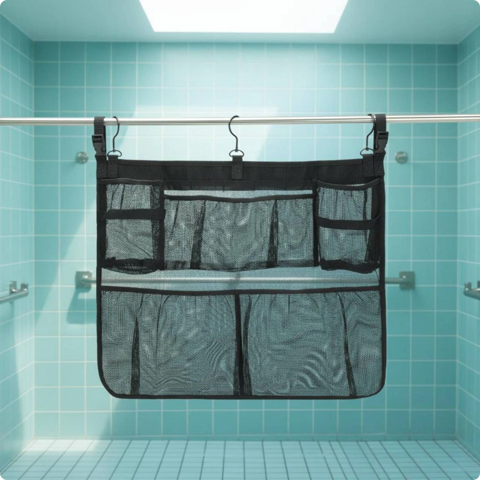 Poolside Organizer Bag 5 Pockets Poolside Hanging Bag Swim Gear Organizer Easy to Clean Tooleffortless Setup for Bathroom
