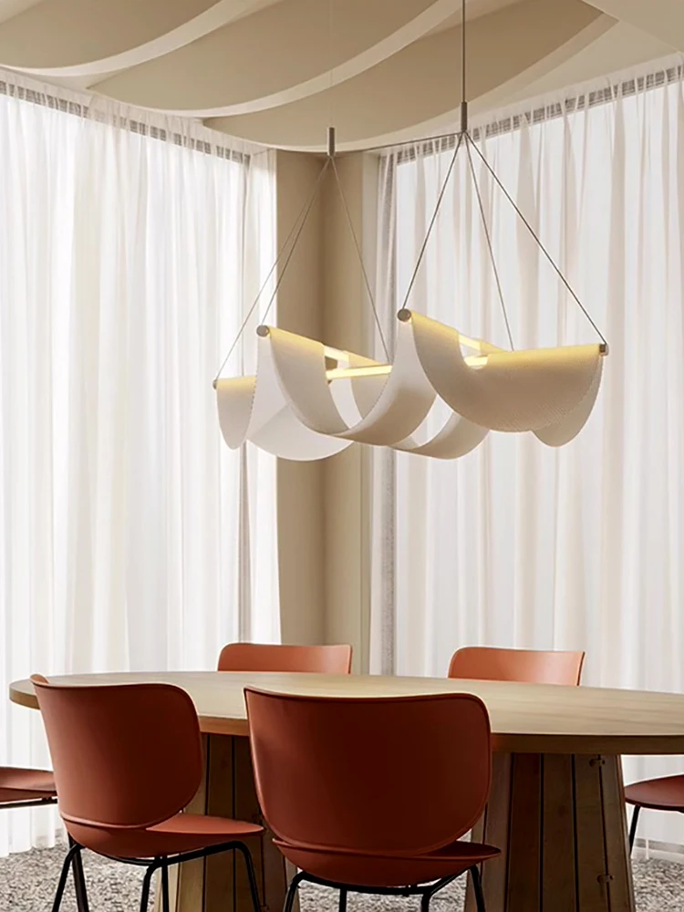 

Sea Wave Modern Art Dining Room Ceiling Chandeliers Designer Villa Bedroom light Trendy Bar Hanging Lamp White Minimal Idea