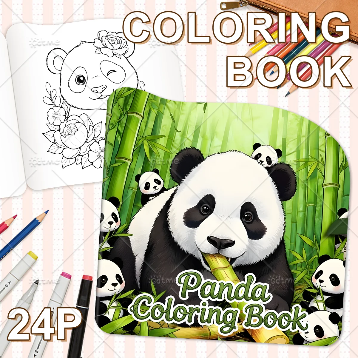 Panda Bold-easy  Irregular Patterns Coloring Book for Adults Cute Drawing Book Perfect Gift for Party and Birthday