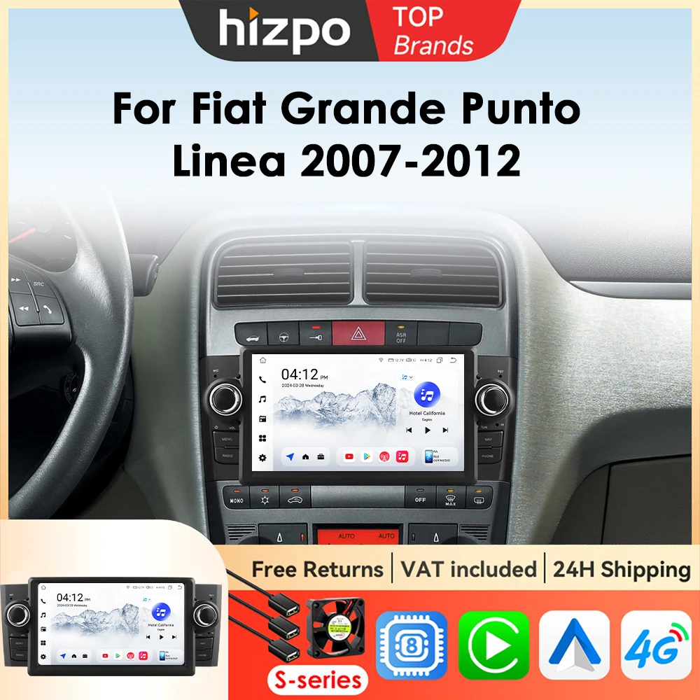 Hizpo Sistemi intelligenti per auto da 7 pollici per FIAT Grande Punto Linea 2007-2012 Android All-in-one Radio Lettore multimediale GPS Carplay