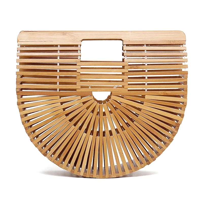 Women's Bamboo Purse Ladies Fashion Beach Top Handle Tote Bag Female Summer Hollow Handbags Box Package